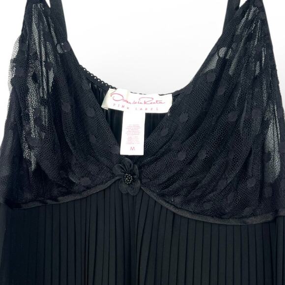 Oscar De La Renta Pink Label sheer pleated lace babydoll dress Lingerie Chemise - Picture 3 of 4